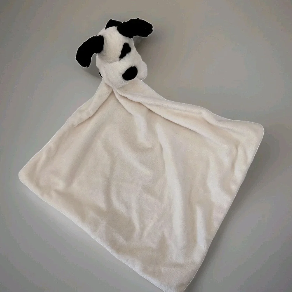 Jellycat Lovey Baby Security Blanket Plush Toy‎ Puppy Cream Black